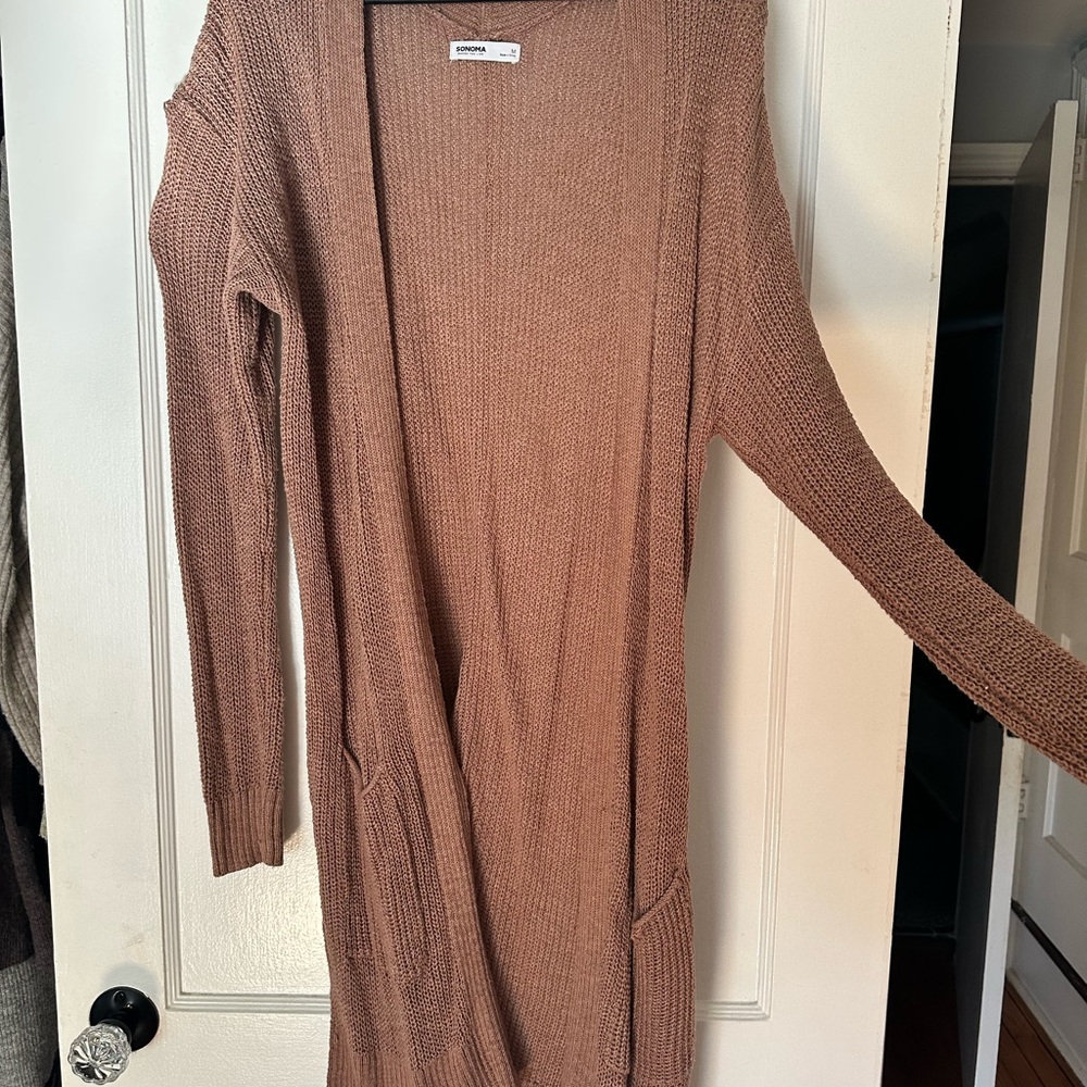 Sonoma Tan Open-Front Cardigan